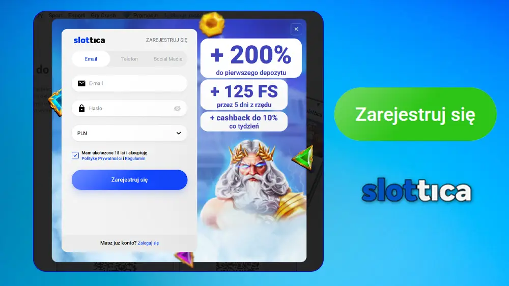 Zarejestruj się w Slottica